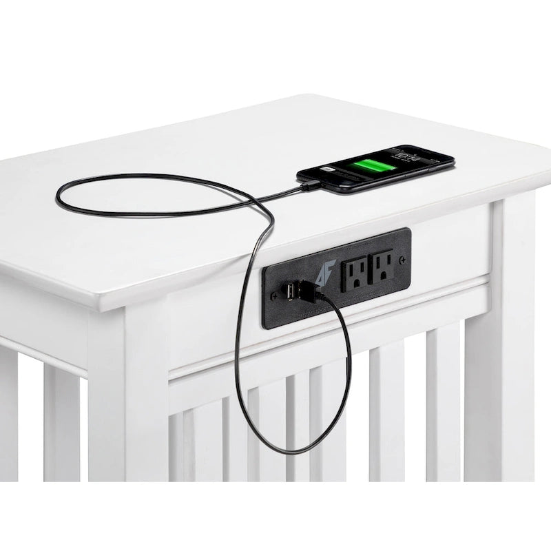 Mission Chair Side Table with Charging Station