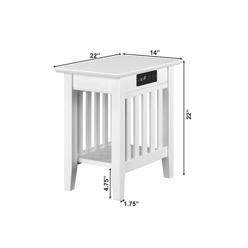 Mission Chair Side Table with Charging Station