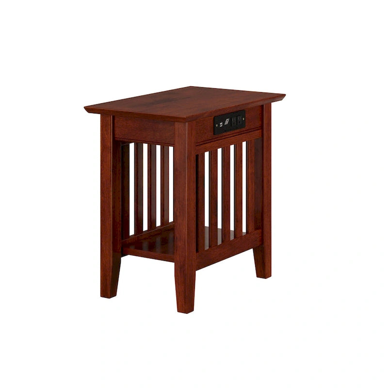 Mission Chair Side Table with Charging Station