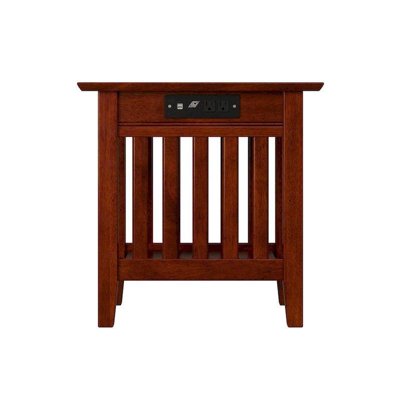 Mission Chair Side Table with Charging Station