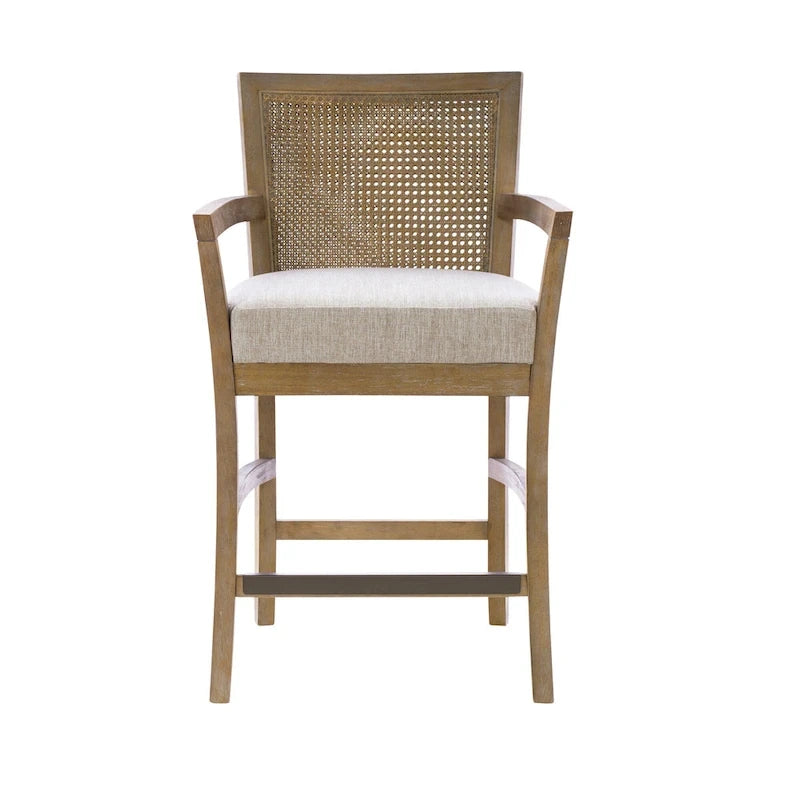 Cream Reclaimed Natural Cane Back Counter Stool