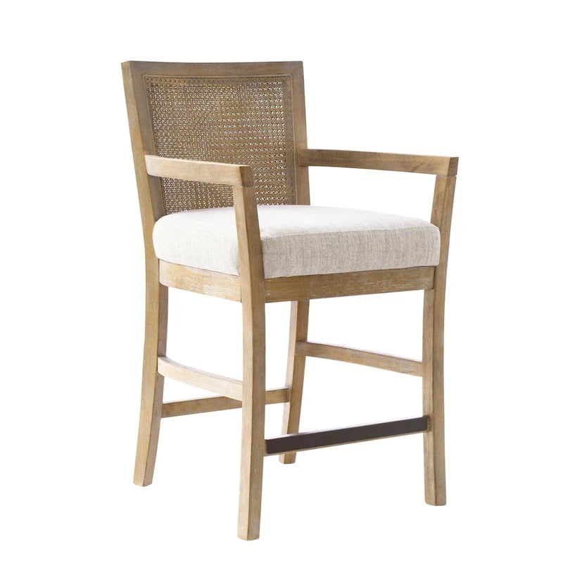 Cream Reclaimed Natural Cane Back Counter Stool