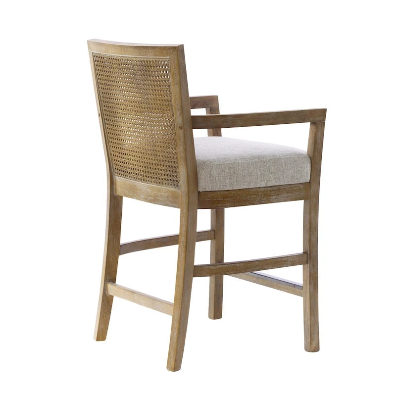 Cream Reclaimed Natural Cane Back Counter Stool