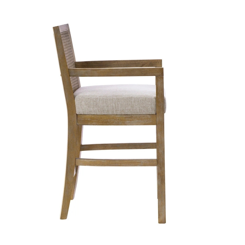 Cream Reclaimed Natural Cane Back Counter Stool