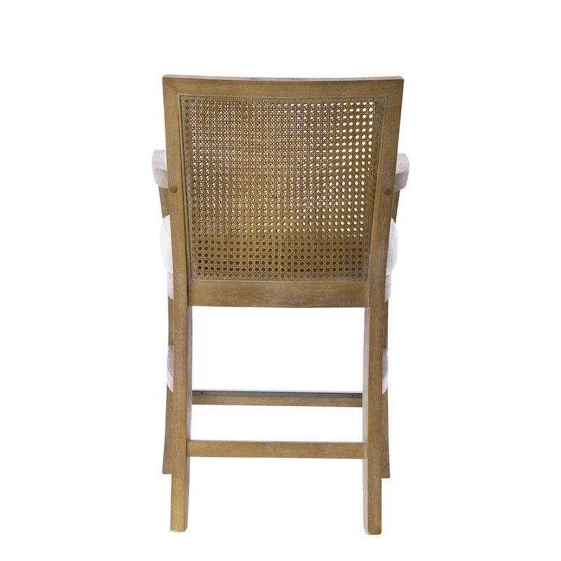 Cream Reclaimed Natural Cane Back Counter Stool