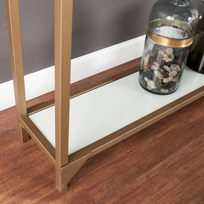 Narrow Console Table with Glass Shelf Display