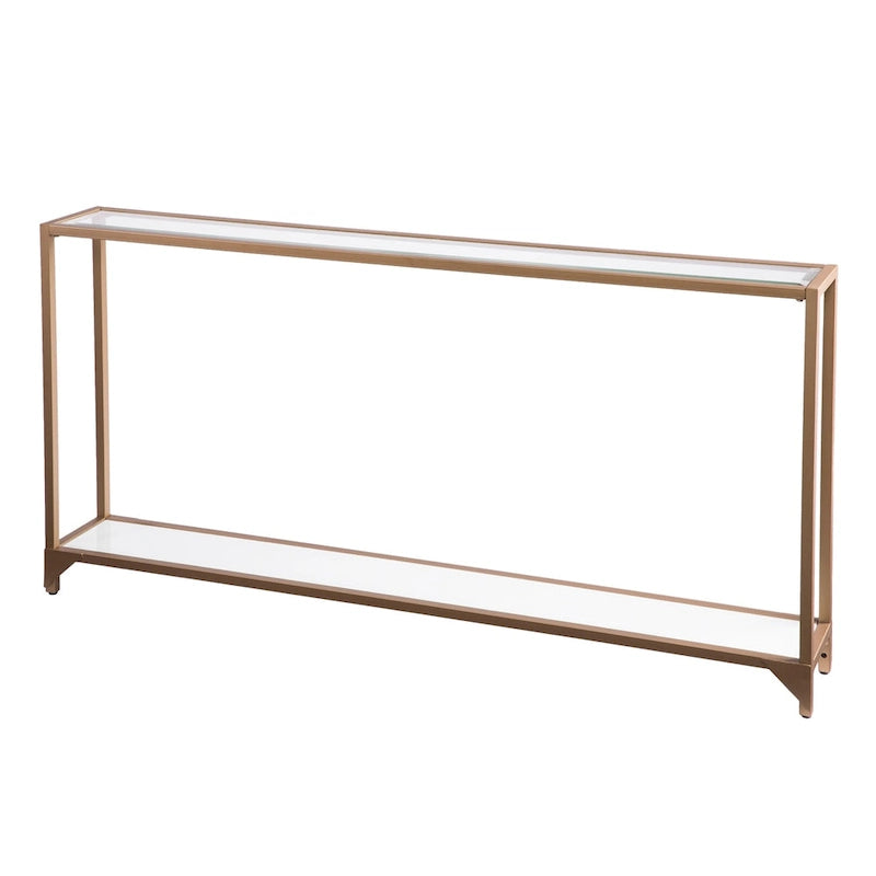 Narrow Console Table with Glass Shelf Display