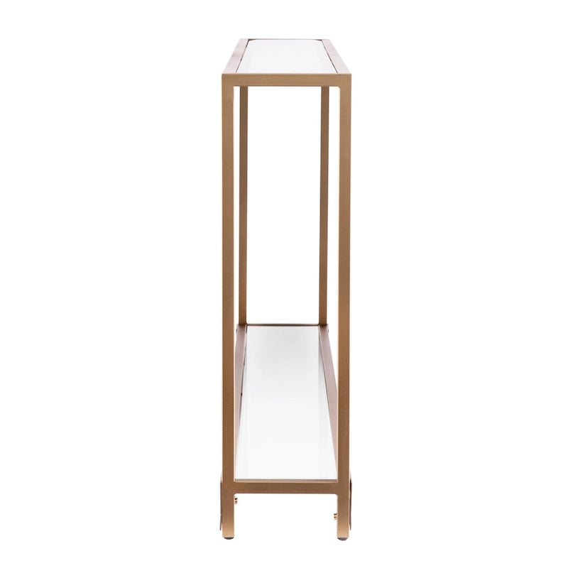 Narrow Console Table with Glass Shelf Display