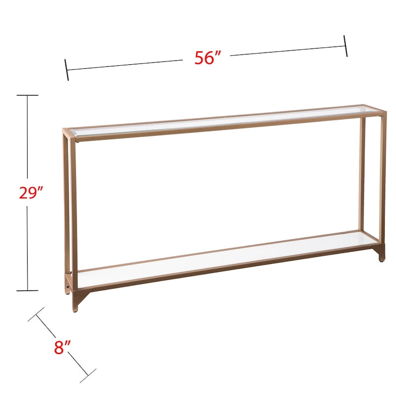 Narrow Console Table with Glass Shelf Display