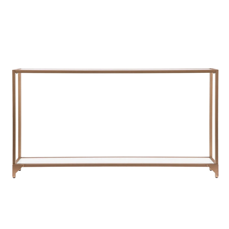 Narrow Console Table with Glass Shelf Display