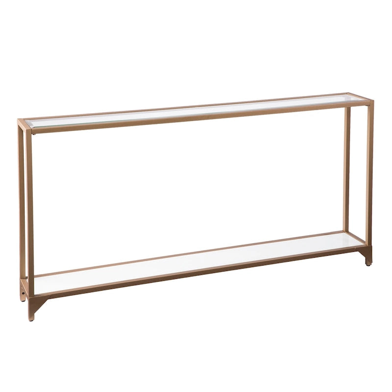 Narrow Console Table with Glass Shelf Display