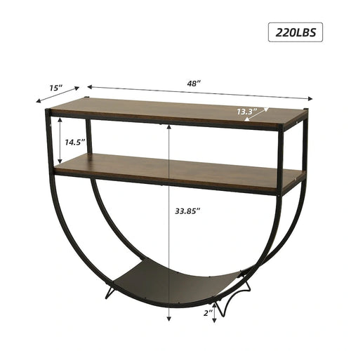 48" 3-Tier Console Table with Arc-Shaped Base