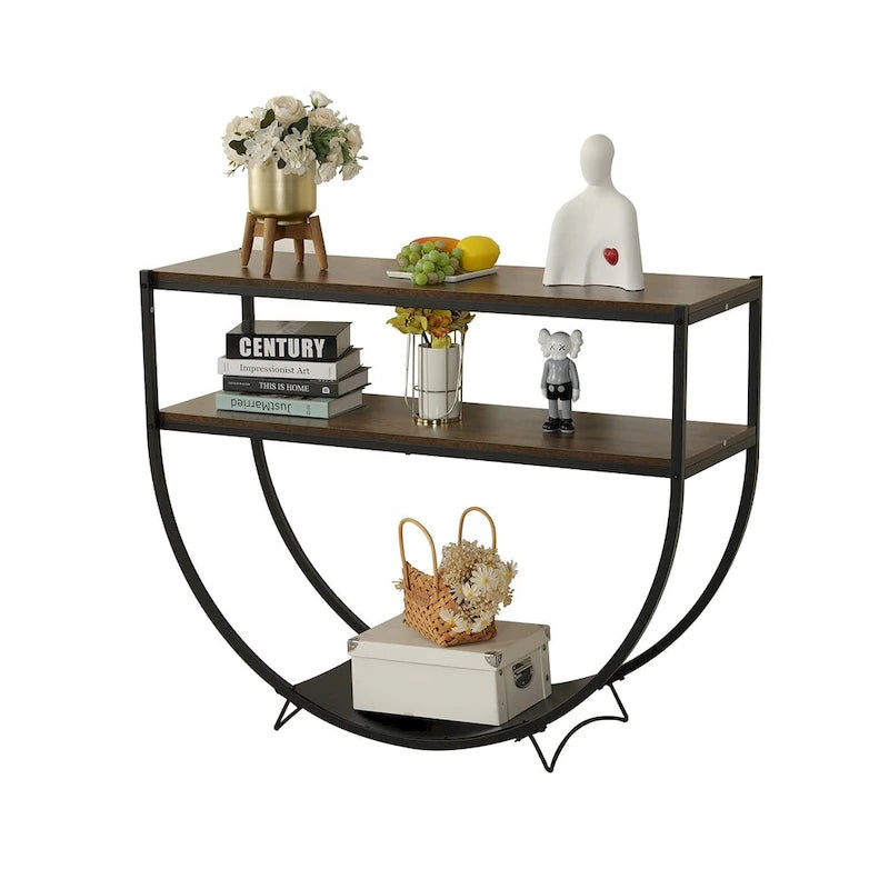 48" 3-Tier Console Table with Arc-Shaped Base