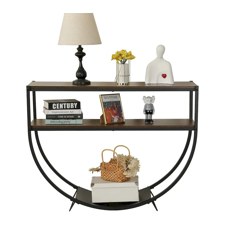 48" 3-Tier Console Table with Arc-Shaped Base