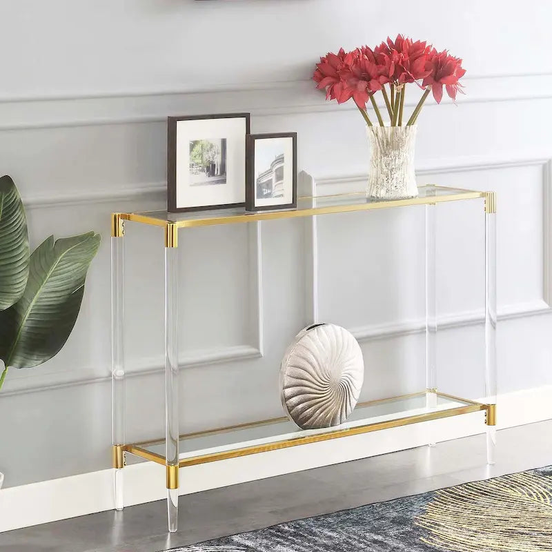 2-Tier Acrylic & Tempered Glass Console Table