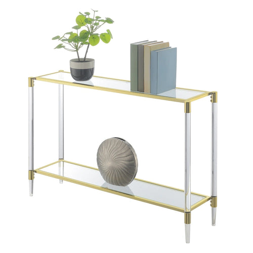 2-Tier Acrylic & Tempered Glass Console Table