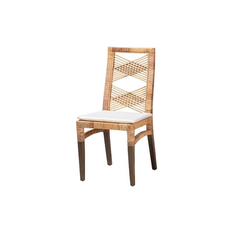 Modern Bohemian Natural Brown Rattan Dining Chair