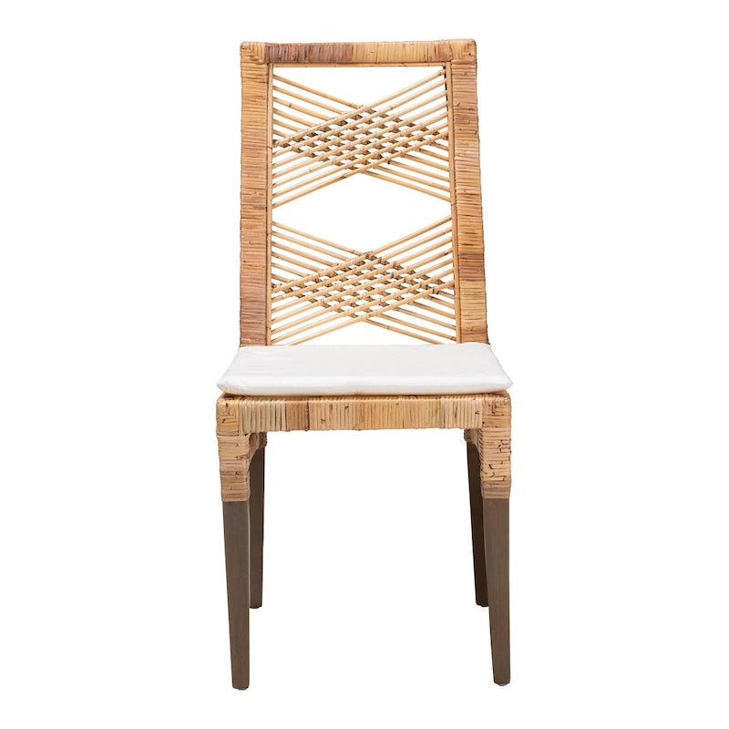 Modern Bohemian Natural Brown Rattan Dining Chair
