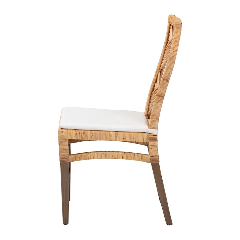 Modern Bohemian Natural Brown Rattan Dining Chair