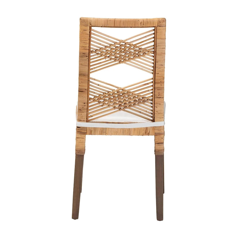 Modern Bohemian Natural Brown Rattan Dining Chair