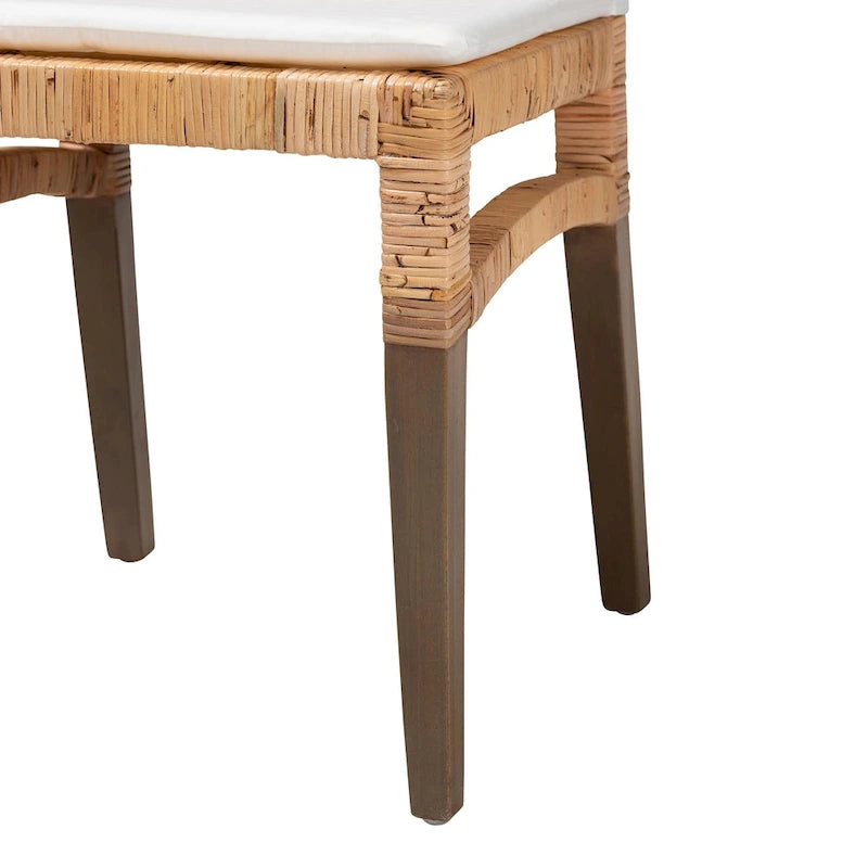 Modern Bohemian Natural Brown Rattan Dining Chair