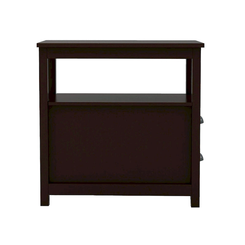End Table Narrow Nightstand With Two Drawers And Open Shelf