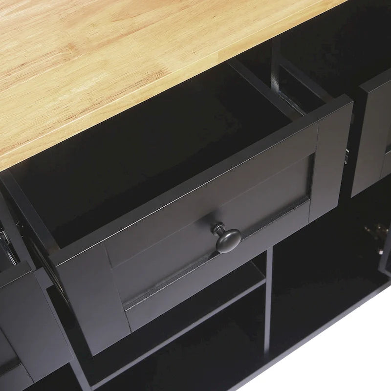 Kitchen Island Cart with Drop-Leaf Countertop and 3 Drawers