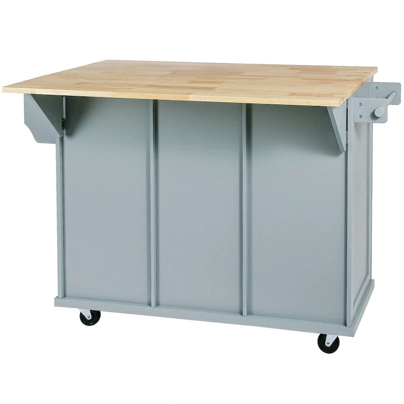 Kitchen Island Cart with Drop-Leaf Countertop and 3 Drawers