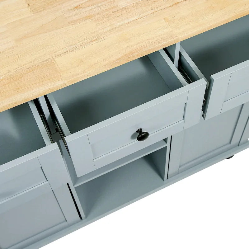 Kitchen Island Cart with Drop-Leaf Countertop and 3 Drawers