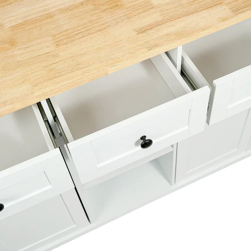 Kitchen Island Cart with Drop-Leaf Countertop and 3 Drawers