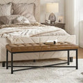 Modern 50.5" Genuine Leather Upholstered Bench with Metal Legs