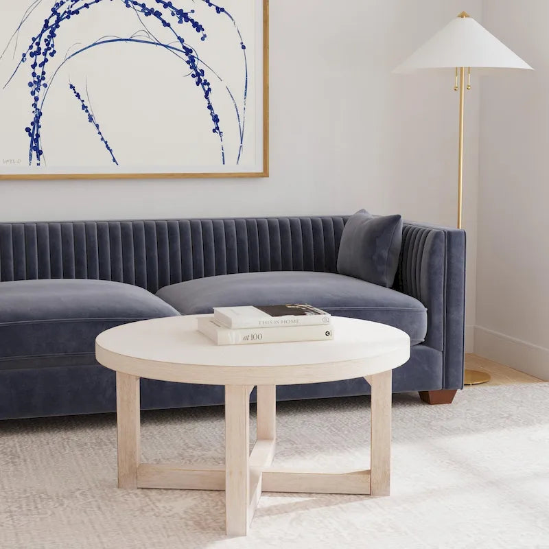 Round X-Base Bayur Wood Coffee Table - 36" x 36" x 18"
