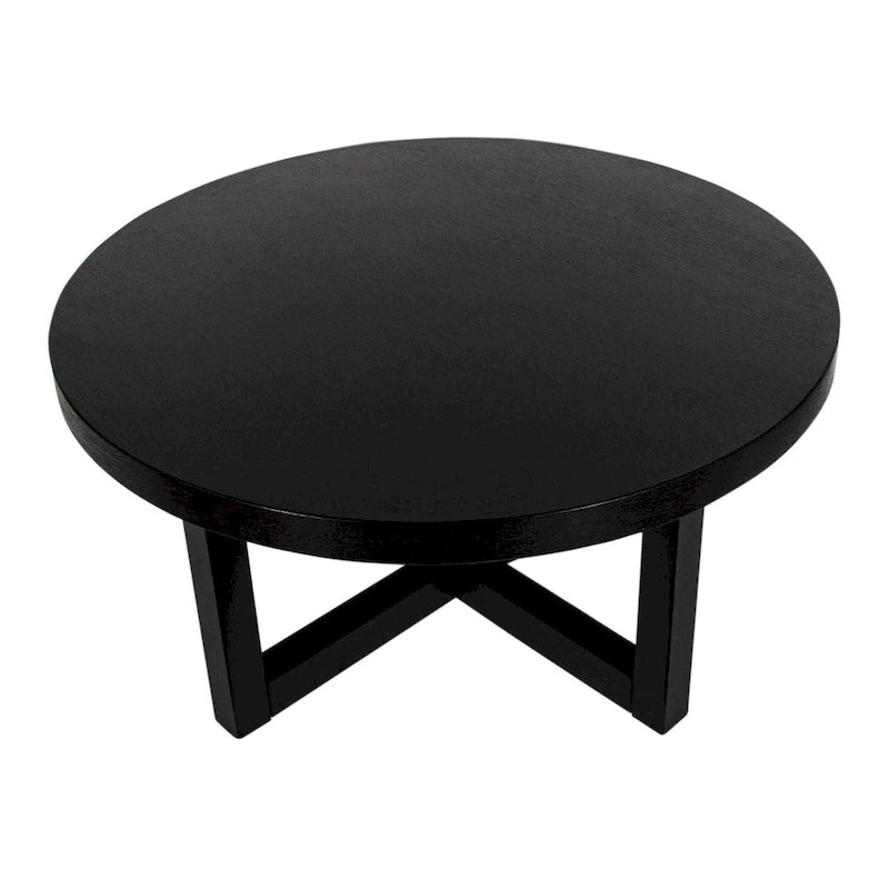 Round X-Base Bayur Wood Coffee Table - 36" x 36" x 18"
