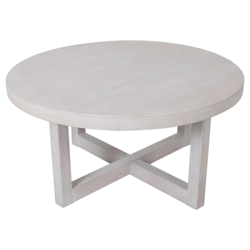 Round X-Base Bayur Wood Coffee Table - 36" x 36" x 18"
