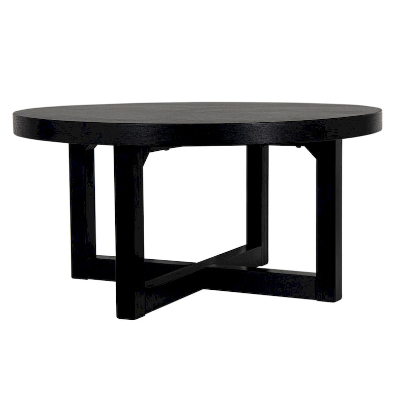 Round X-Base Bayur Wood Coffee Table - 36" x 36" x 18"
