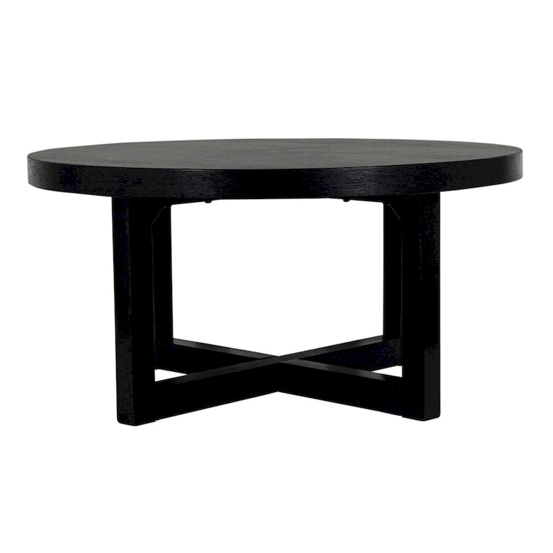 Round X-Base Bayur Wood Coffee Table - 36" x 36" x 18"