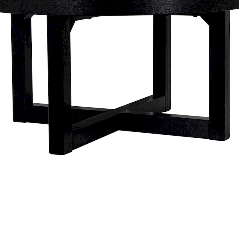 Round X-Base Bayur Wood Coffee Table - 36" x 36" x 18"