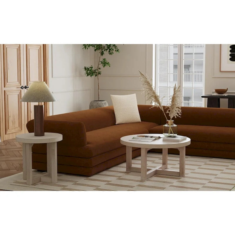 Round X-Base Bayur Wood Coffee Table - 36" x 36" x 18"