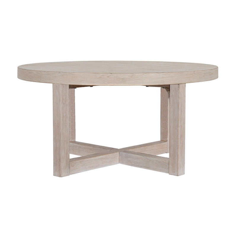 Round X-Base Bayur Wood Coffee Table - 36" x 36" x 18"
