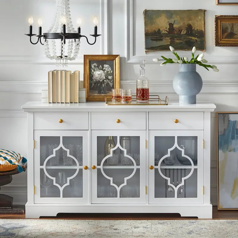 Glass Front Sideboard - Modern Farmhouse Style