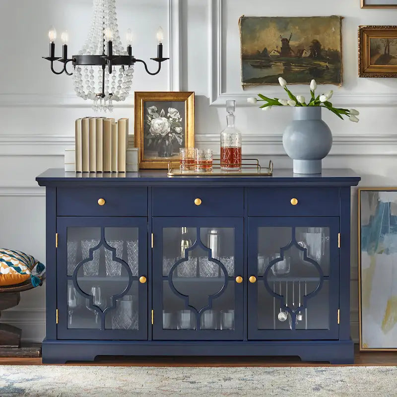 Glass Front Sideboard - Modern Farmhouse Style