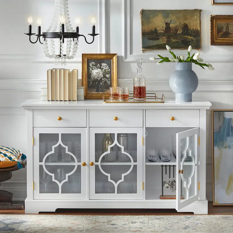 Glass Front Sideboard - Modern Farmhouse Style