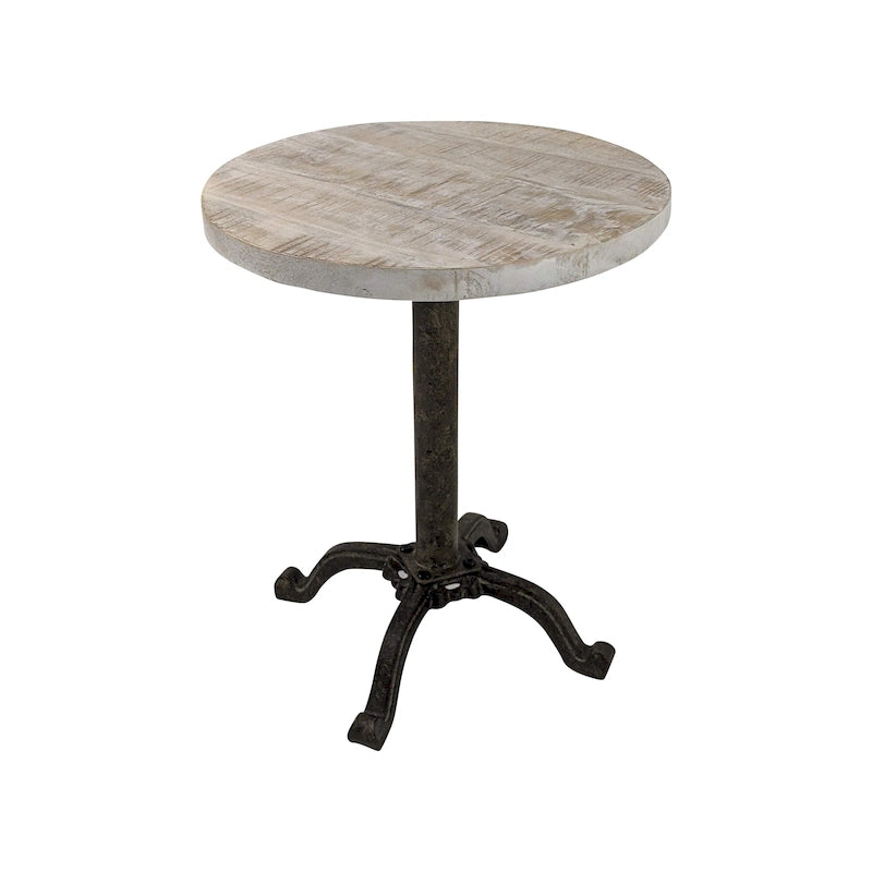 Adjustable Vintage End Table - Driftwood Top & Aged Iron Base
