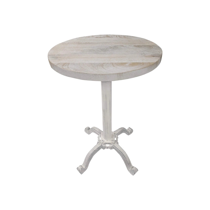 Adjustable Vintage End Table - Driftwood Top & Aged Iron Base