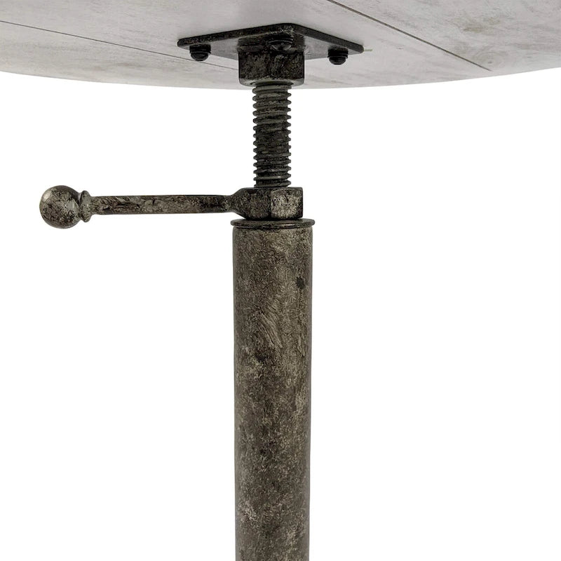 Adjustable Vintage End Table - Driftwood Top & Aged Iron Base