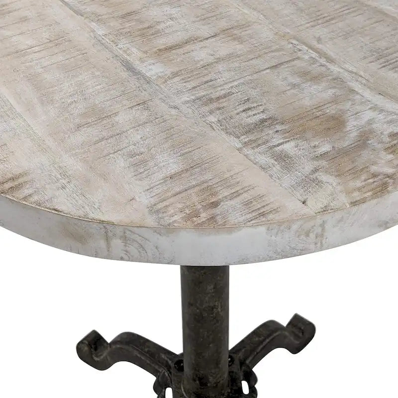 Adjustable Vintage End Table - Driftwood Top & Aged Iron Base