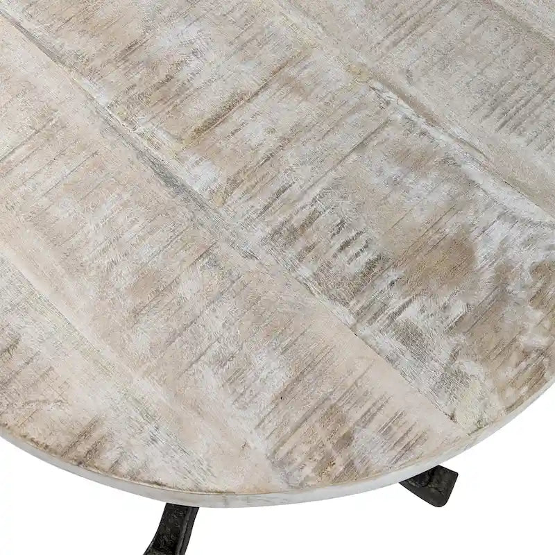 Adjustable Vintage End Table - Driftwood Top & Aged Iron Base