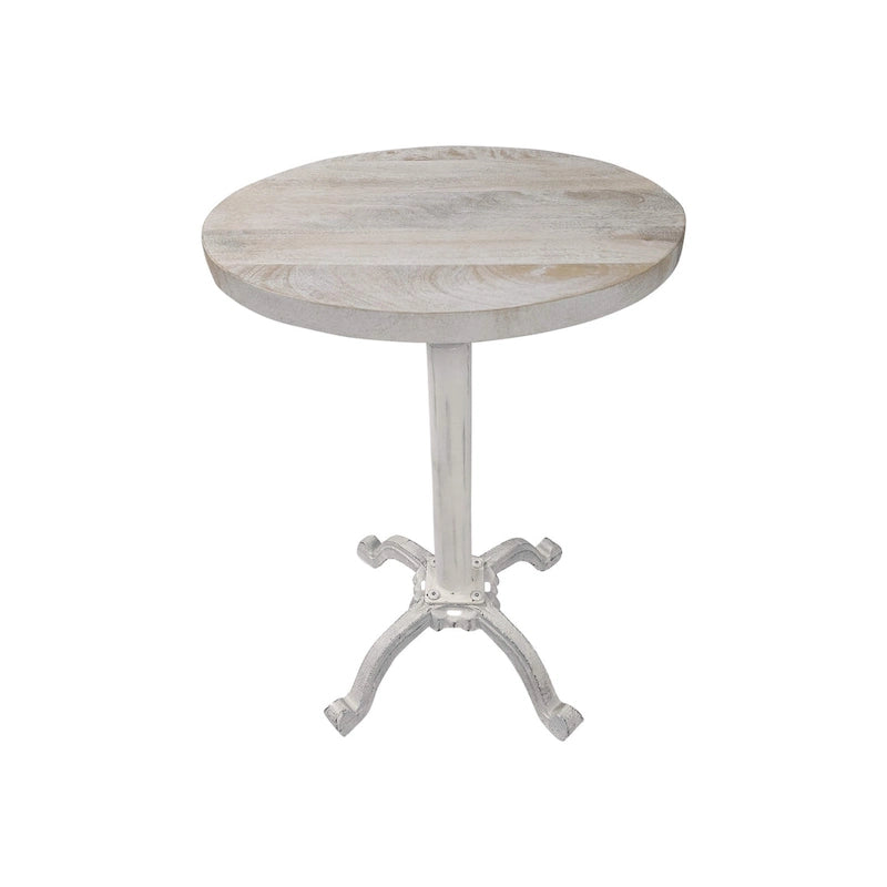 Adjustable Vintage End Table - Driftwood Top & Aged Iron Base