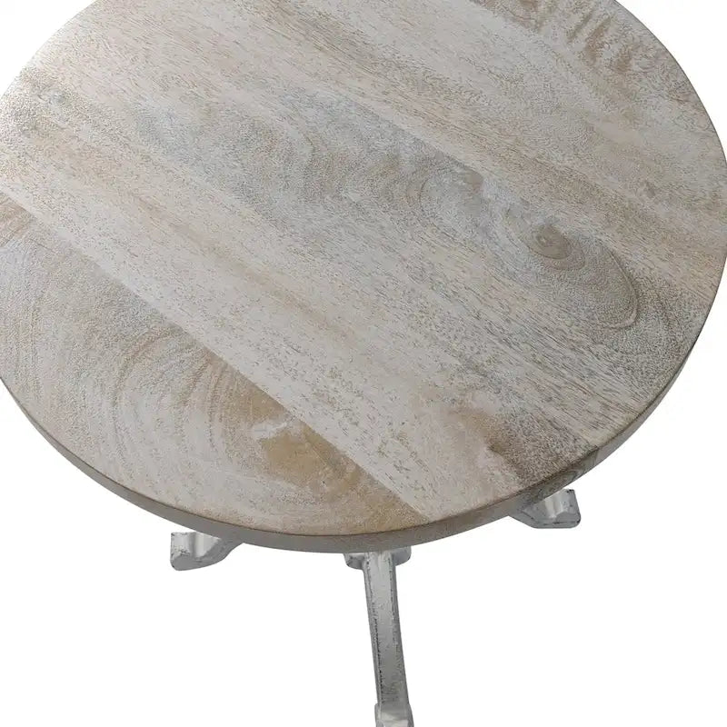 Adjustable Vintage End Table - Driftwood Top & Aged Iron Base