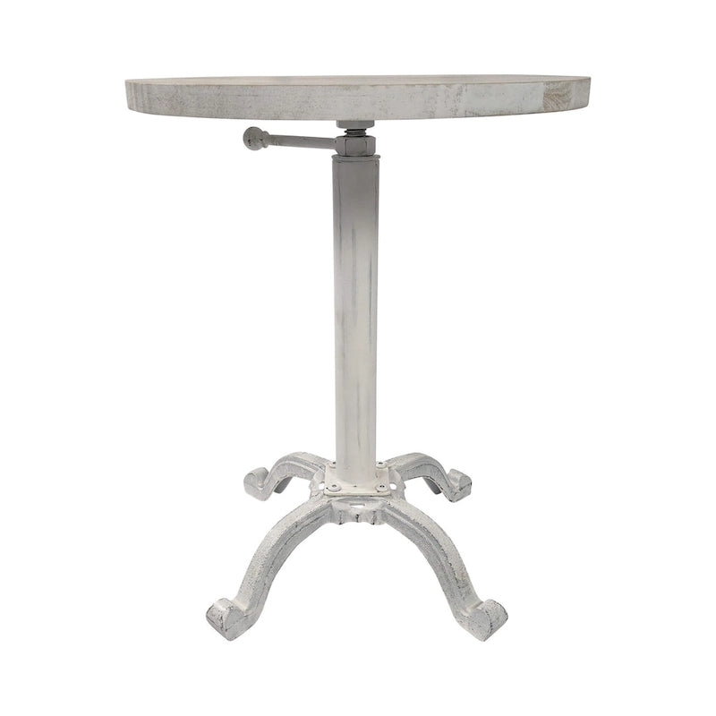 Adjustable Vintage End Table - Driftwood Top & Aged Iron Base